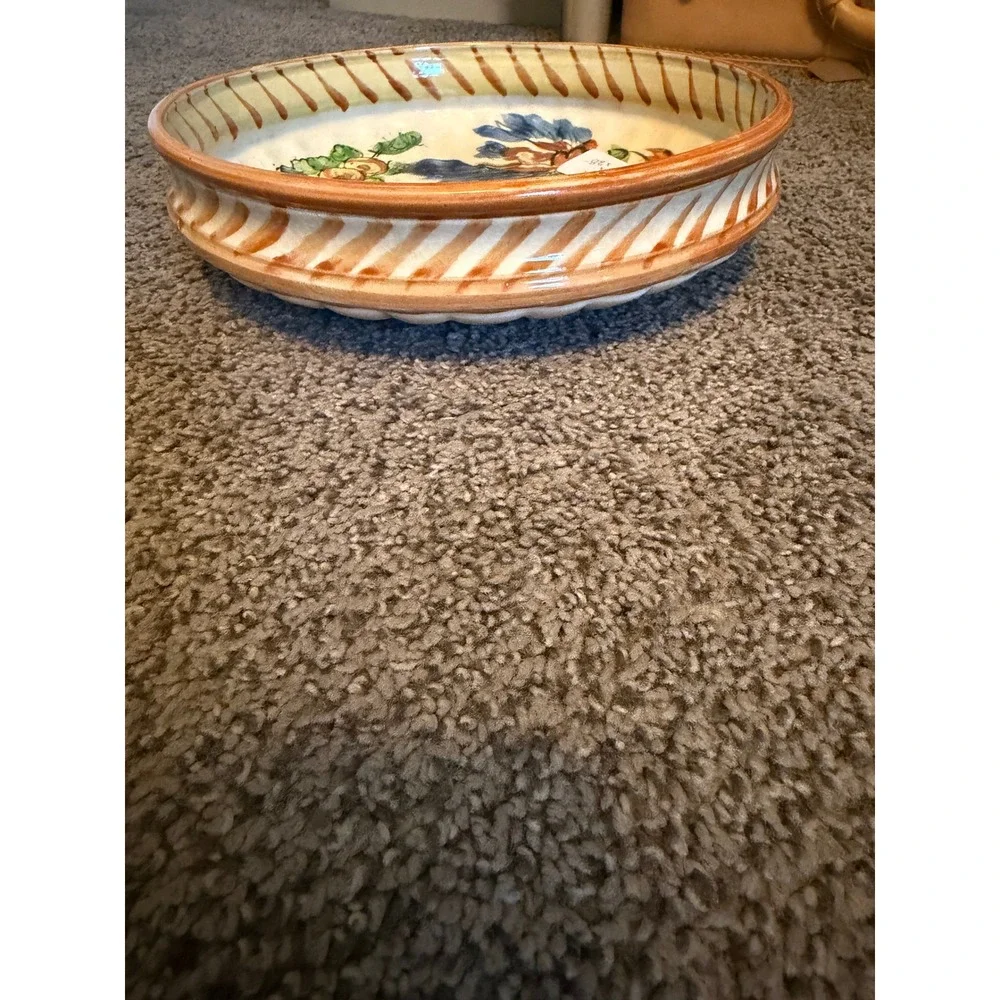 Vintage Hand Painted Floral Ceramic Footed Bowl Made in Japan 8 Inch Decorative